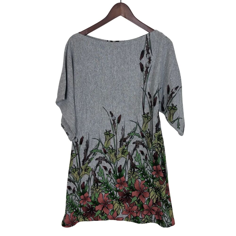 Beebop & Wally New York Floral Garden Gray Short Sleeve Dress Women's Medium